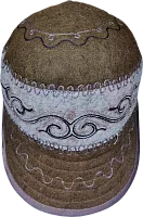 Altyn Adam cap made of felt, brown with kaz moyin black pattern