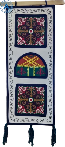 Altyn Adam picture made of felt, triple, green yurt-brown pattern