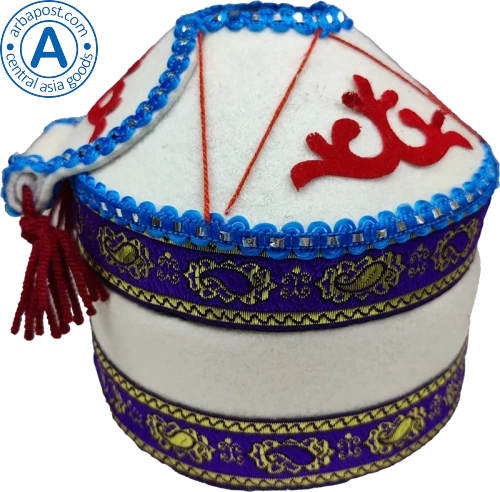 Altyn Adam yurt made of felt with blue threads and pattern photo 4
