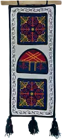 Altyn Adam picture made of felt, triple, blue yurt-yellow pattern