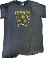 Altyn Adam t-shirt, Kazakhstan, black with yellow pattern