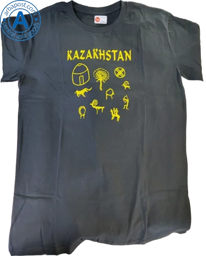 Altyn Adam t-shirt, Kazakhstan, black with yellow pattern