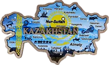Altyn Adam magnet, Kazakhstan map, light blue