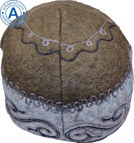Altyn Adam cap made of felt, brown with kaz moyin black pattern photo 4