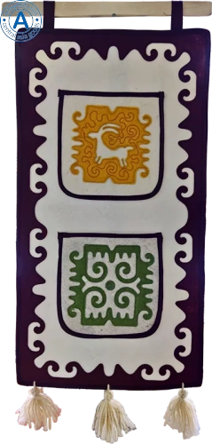 Altyn Adam picture made of felt, double, white ram-green pattern