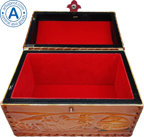 Altyn Adam storage box made of leather, rectangular, brown, large photo 5