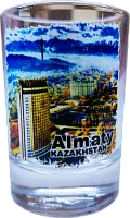 Altyn Adam shot glass, Kazakhstan hotel and mountains