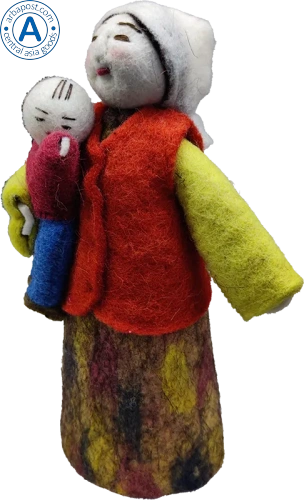 Altyn Adam doll, woman with child, red photo 4