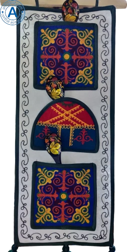 Altyn Adam picture made of felt, triple, blue yurt-yellow pattern photo 2