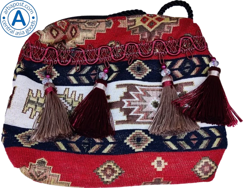 Altyn Adam bag made of fabric with pendants and black-red pattern