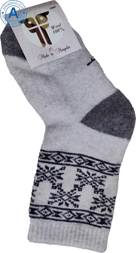 Todsocks kid socks made of wool, white-grey with snowflake pattern photo 2 Todsocks kid socks made of wool, white-grey with snowflake pattern photo 2