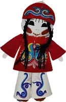 Altyn Adam doll of girl, hanging, red-white