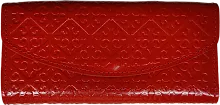 Ornek wallet made of leather, red, clasp inside