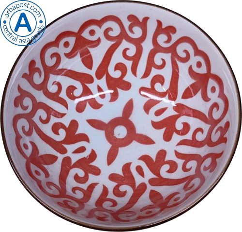 Altyn Adam bowl made of ceramic, round, red with pattern