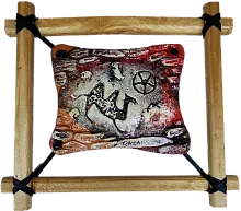 Zhibek Zholy picture made of leather, rectangular, camel