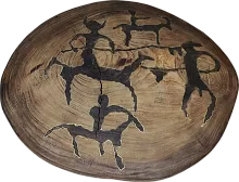 Altyn Adam plate made of wood, round, with pattern