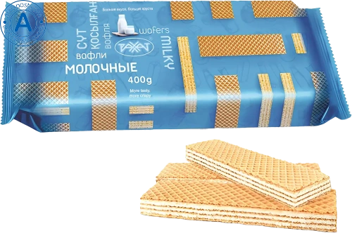 Rakhat waffles, cream, 400 g