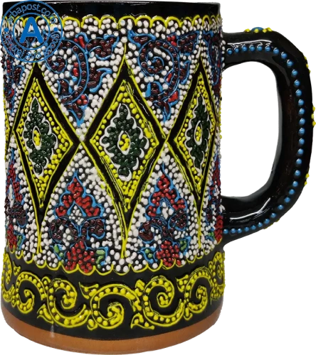 Altyn Adam mug made of ceramic, yellow-black-red