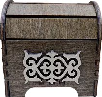 Altyn Adam storage box made of wood, rectangular, brown with white pattern