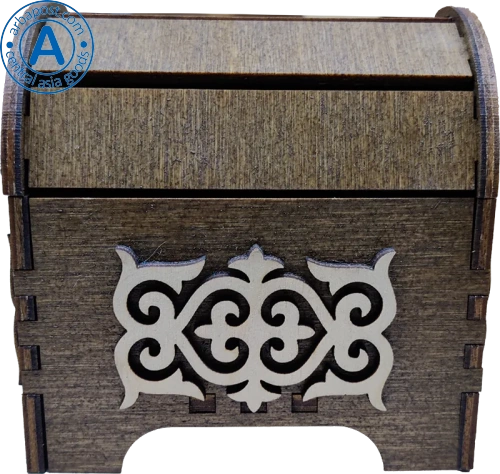 Altyn Adam storage box made of wood, rectangular, brown with white pattern Altyn Adam storage box made of wood, rectangular, brown with white pattern