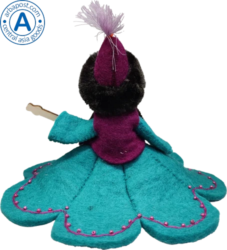 Altyn Adam doll, girl with dombra, blue photo 3