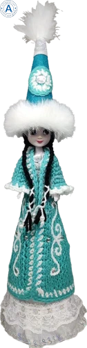 Altyn Adam doll, girl in saukele, light blue