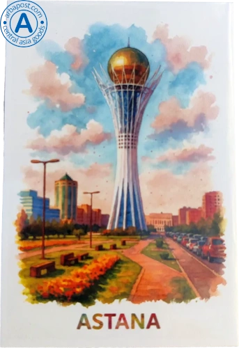 Zhanyl postcard, Astana, Baiterek, white