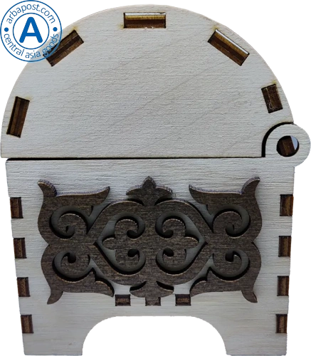 Altyn Adam storage box made of wood, rectangular, white with brown wood pattern photo 2