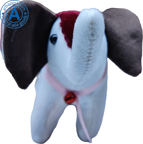 Zhibek Zholy elephant made of velveteen, white-dark red photo 3