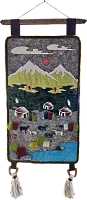 Altyn Adam picture made of felt, gold mountains-rams