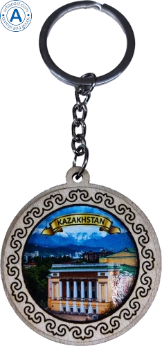 Altyn Adam keychain, round, Kazakhstan national theatre named Abay