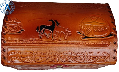 Altyn Adam storage box made of leather, rectangular, brown, large photo 3