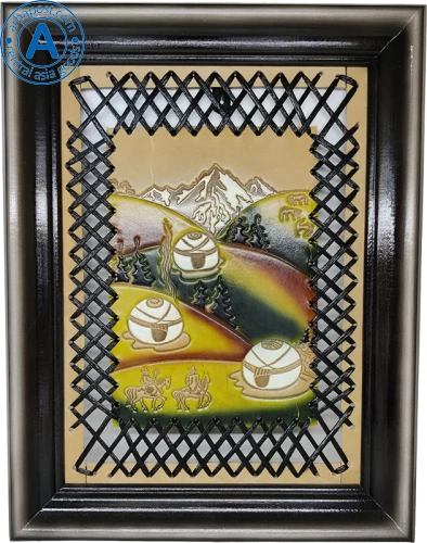 Altyn Adam picture made of leather, yurts