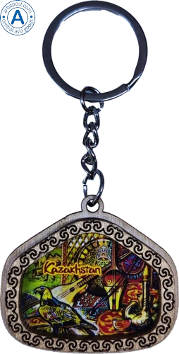 Altyn Adam keychain, trapezoid, eagle-dombra-flask