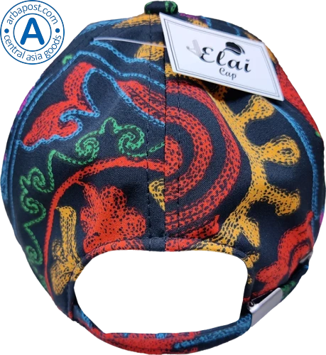 Elai cap, dark blue with ancient Kazakhstan sun pattern photo 2