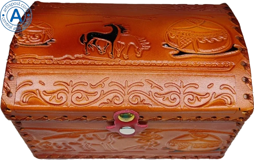 Altyn Adam storage box made of leather, rectangular, brown, large photo 2