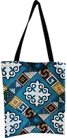 Altyn Adam bag made of fabric, blue with white tortkulak pattern