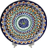 Altyn Adam plate made of ceramic, round, blue-yellow, middle