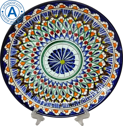 Altyn Adam plate made of ceramic, round, blue-yellow, middle