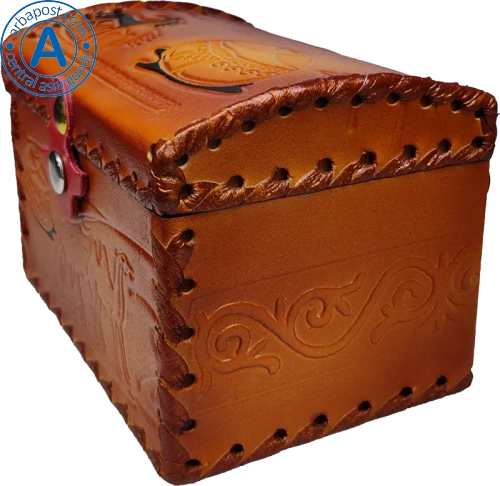 Altyn Adam storage box made of leather, rectangular, brown, middle photo 5