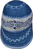 Altyn Adam cap made of felt, blue with kaz moyin light blue pattern