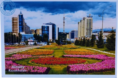 Altyn Adam postcard, Almaty, flowers