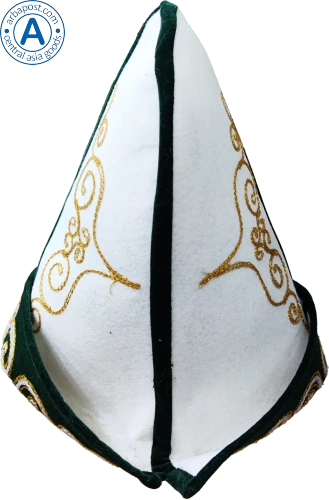 Altyn Adam cap made of felt, long with pattern, dark green photo 2 Altyn Adam cap made of felt, long with pattern, dark green photo 2