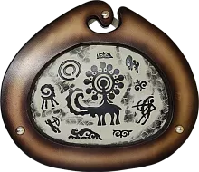 Altyn Adam picture made of leather, oval frame