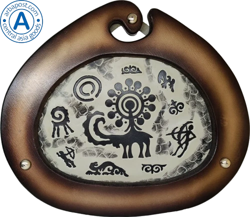 Altyn Adam picture made of leather, oval frame