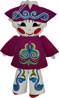 Altyn Adam doll of boy, hanging, violet-white