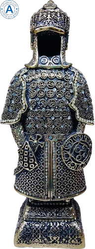 Altyn Adam figure made of metal, man with shield, small