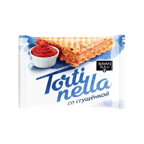 Bayan Sulu Tortinella wafers, mini, condensed milk