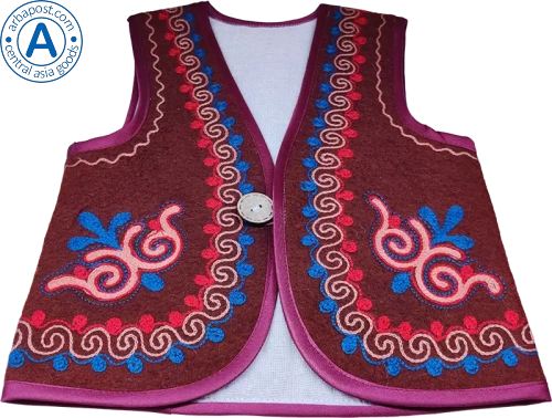 Altyn Adam children's vest and cap made of felt, violet photo 2