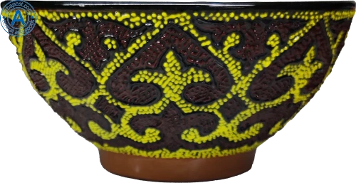 Altyn Adam bowl made of ceramic, round, brown-yellow